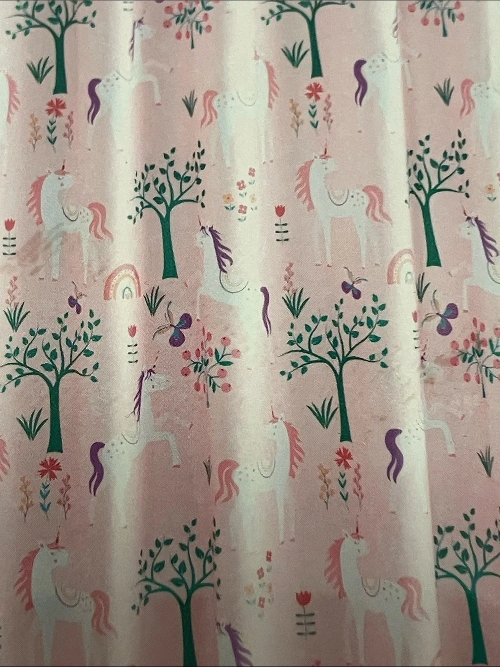 Your Zone Pink Unicorn Fabric Shower Curtain